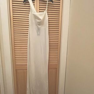 Bridal One Shoulder Cowl Neck Dress